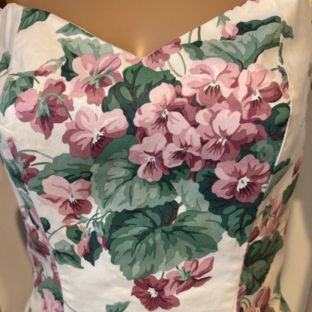 Vintage romantic floral pink Hydrindra off shoulder formal dress size small - Picture 15 of 16